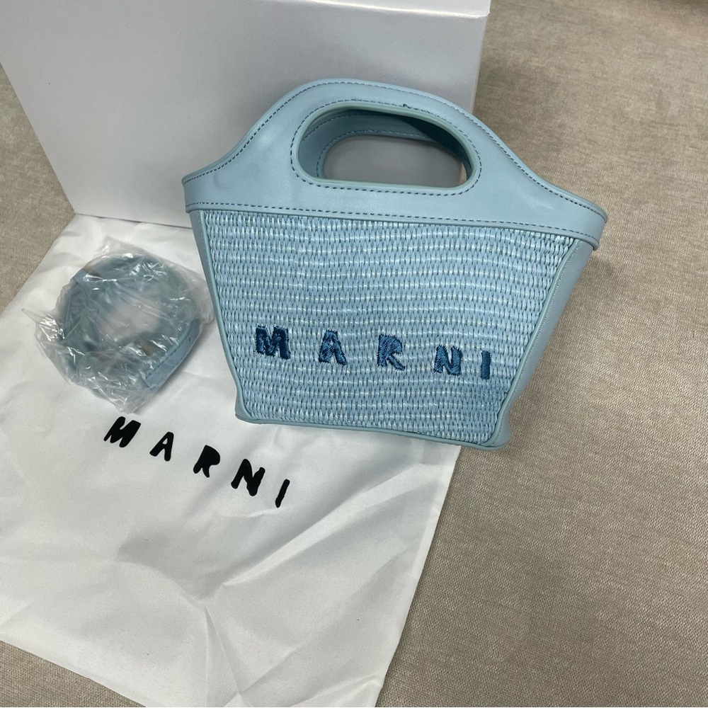 Marni Sky Blue Woven Tote